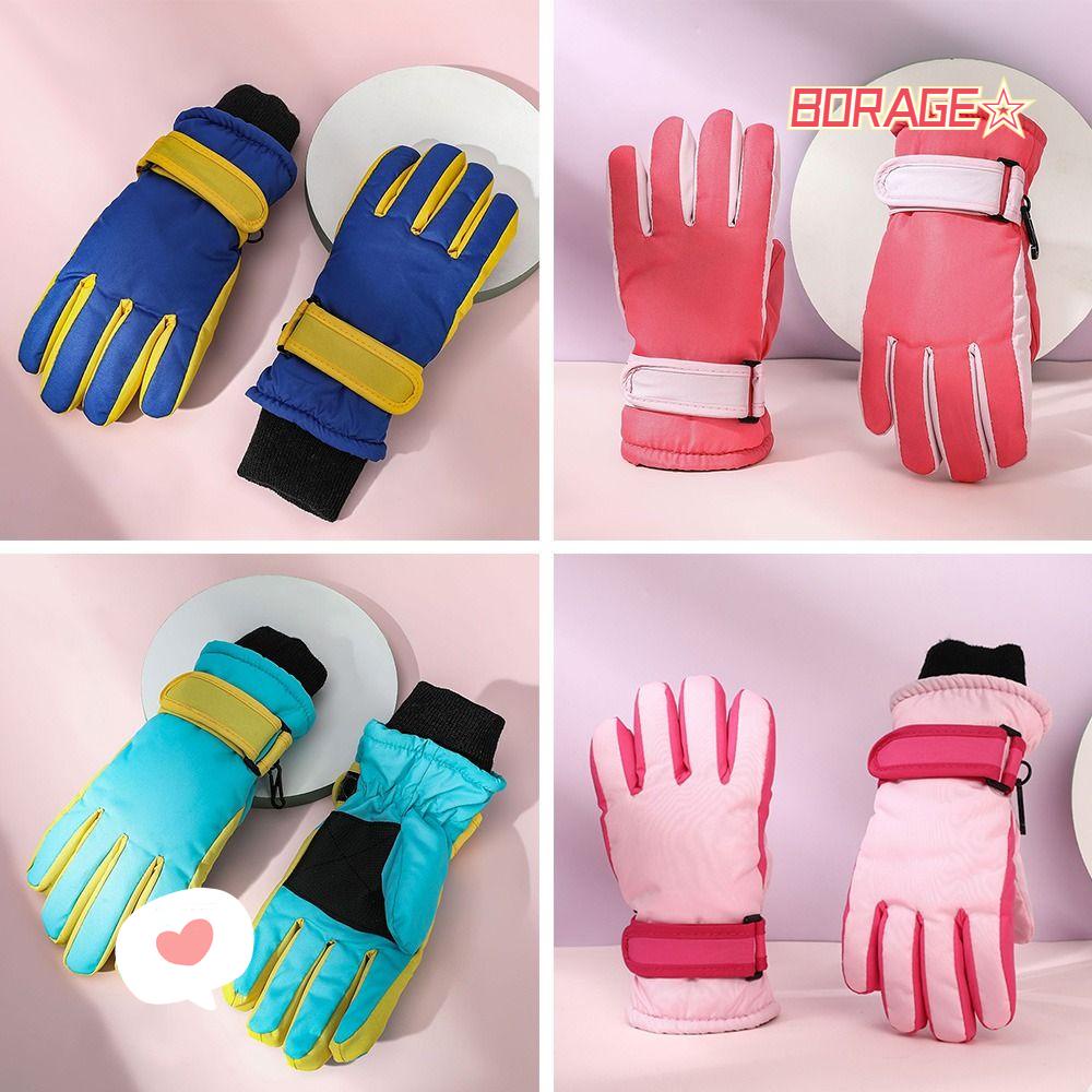 Găng Tay Trượt Tuyết Dày Dặn Ấm Áp Chống Thấm Nước Họa Tiết Rằn Ri Cho Bé 7-13 Tuổi