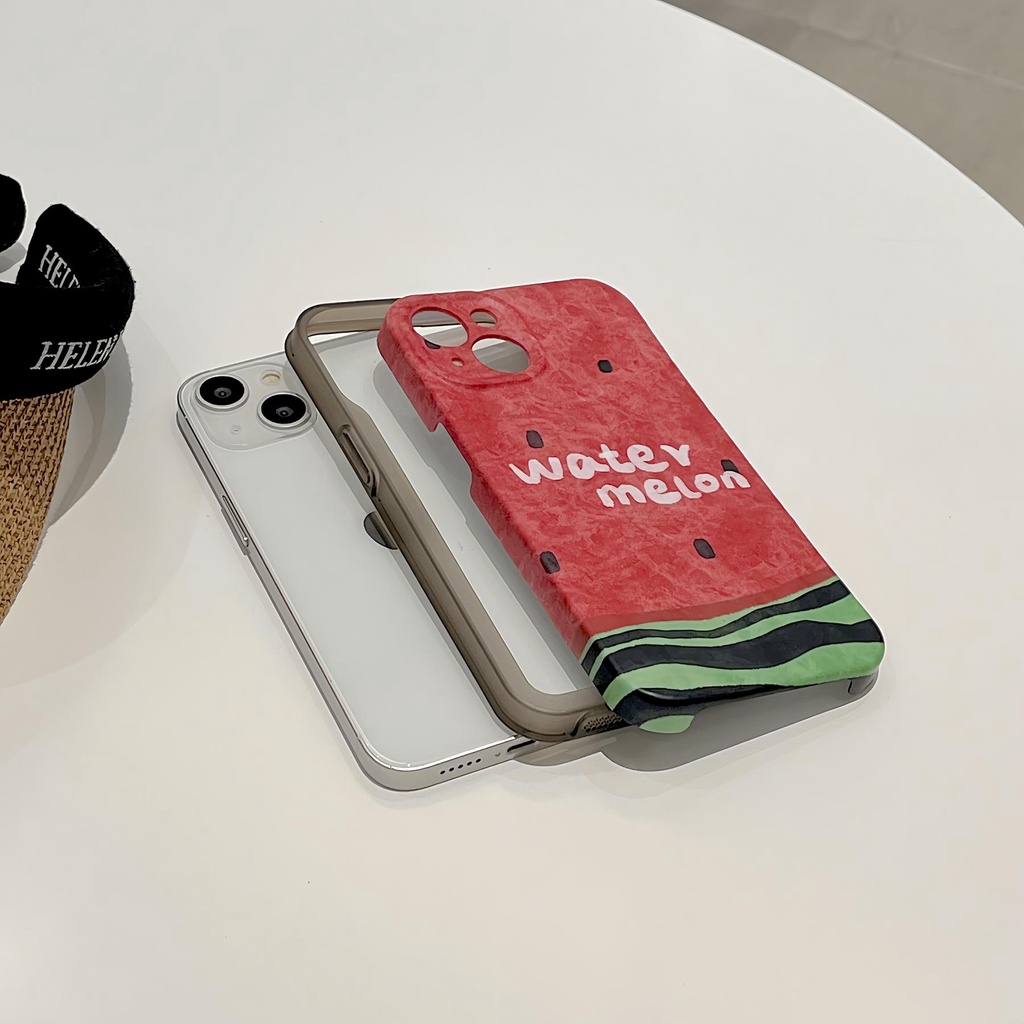 Ốp Điện Thoại PC Cứng Chống Sốc Họa Tiết Dưa Hấu Cho iPhone 13 12 11 14 Pro Max