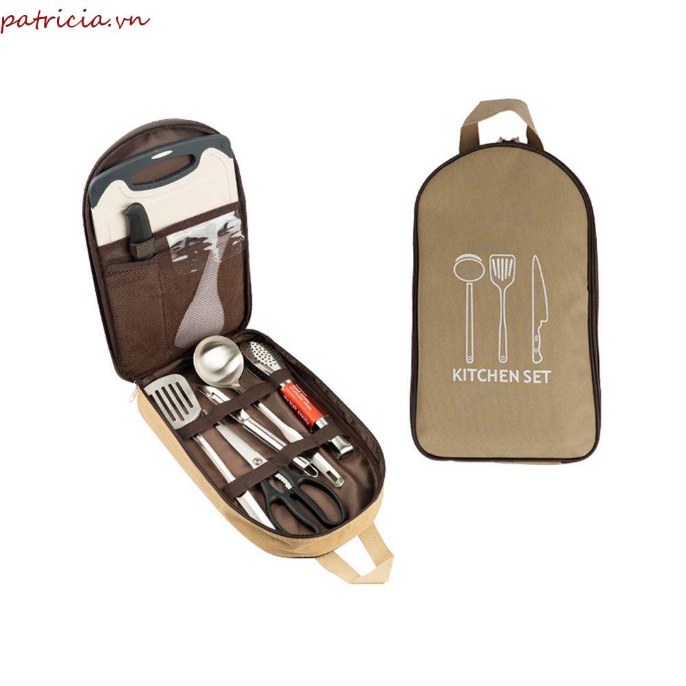 Bộ Dụng Cụ Ăn Uống Bằng Kim Loại Chất Lượng Cao ​Túi Đựng Dụng Cụ Nấu Ăn Có Khóa Kéo Chống Thấm Nước Tiện Dụng Mang Theo Du Lịch Cắm Trại