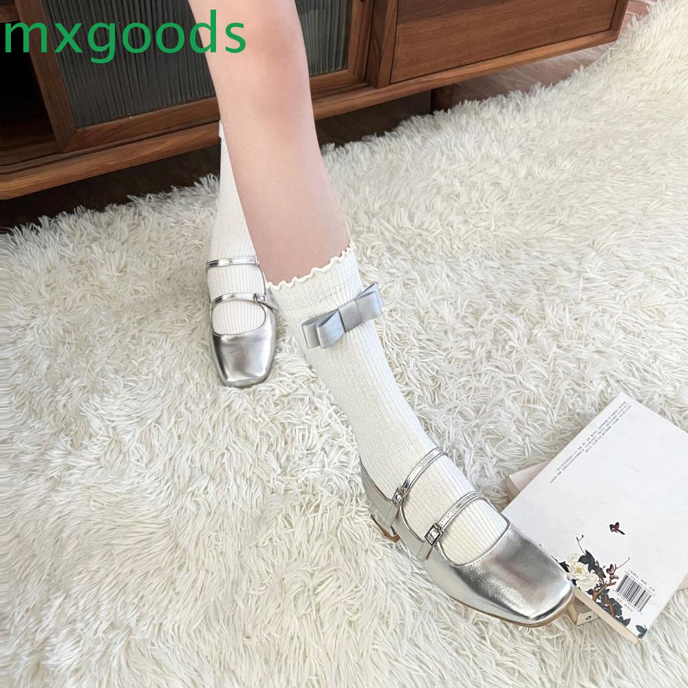 Mxgoods Vớ Cotton Mỏng Cổ Cao Đến Giữa Bắp Chân Chống Mài Mòn Đính Nơ Ngọt Ngào Cá Tính Cho Nữ