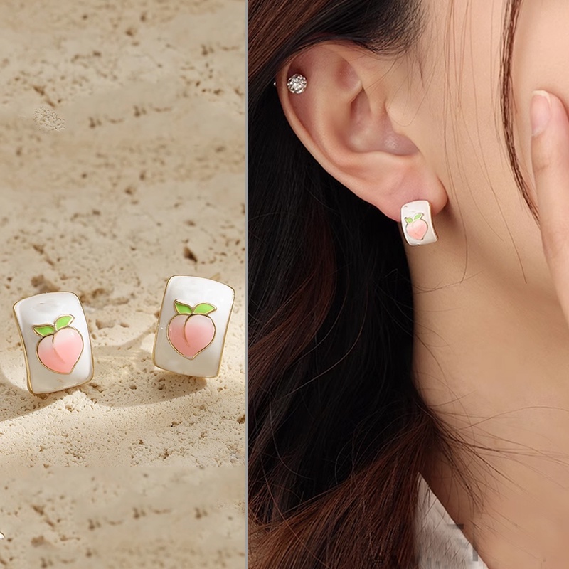 Bông Tai Mạ Bạc 925 Hình Hoa Tulip Tráng Men Phong Cách Hàn Quốc Ngọt Ngào Cho Nữ