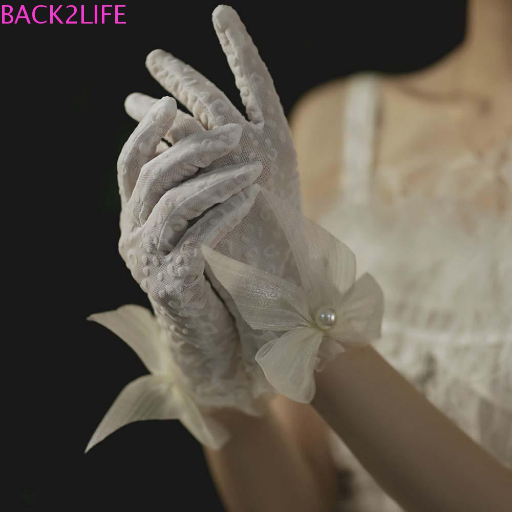 Găng Tay Cô Dâu Co Giãn Linh Hoạt Đính Nơ Ren 2Life Cho Nữ