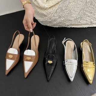 Giày sandal cao gót màu đen / bạc thời trang mùa hè 2022