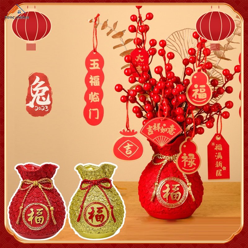 Bình Hoa Năm Mới May Mắn Phong Cách Trung Hoa
