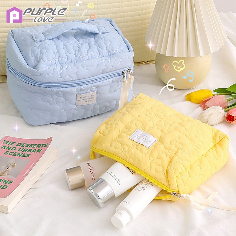 Túi Đựng Mỹ Phẩm Cỡ Lớn Màu Sắc Tinh Khiết Họa Tiết Hoa Xinh Xắn