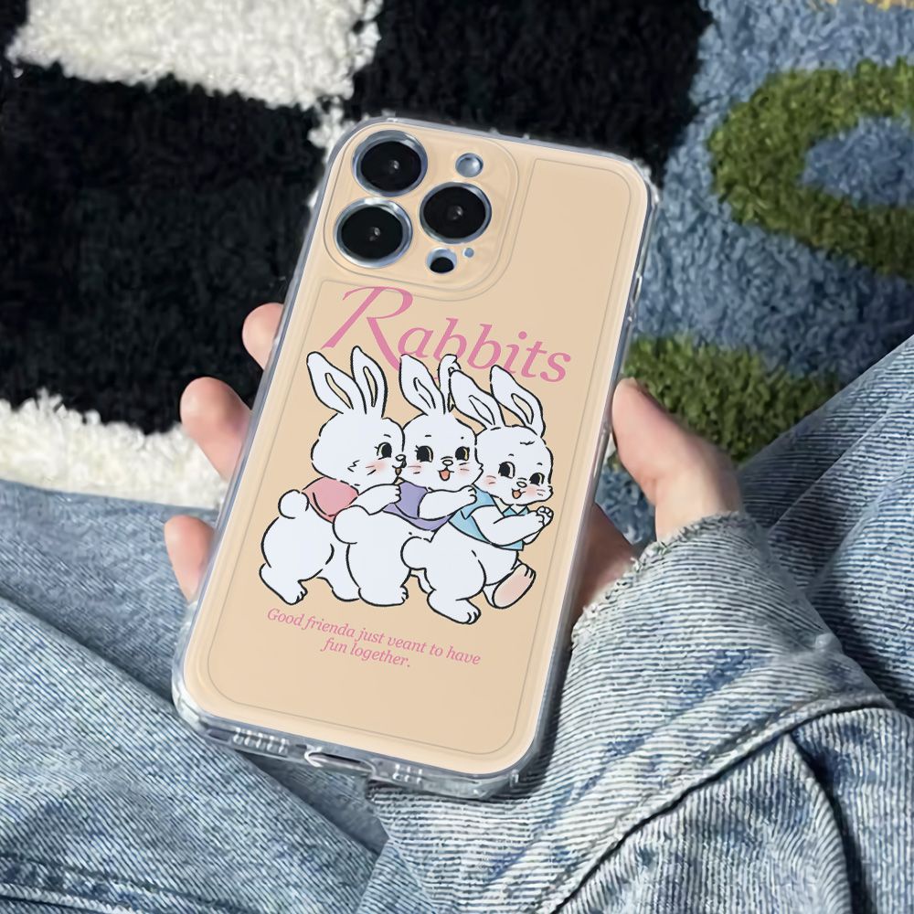 ✅Ốp Điện Thoại Mềm Chống Sốc Hình Thỏ Màu Vàng Kem Cho Iphone 13 7814Pro 12 11 plus 6In max