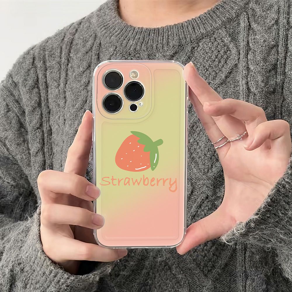 ✅Ốp Điện Thoại Dẻo Họa Tiết Trái Dâu Đơn Giản Chống Sốc Cho Iphone 116In14Pro 13maxplusiPhone12 78