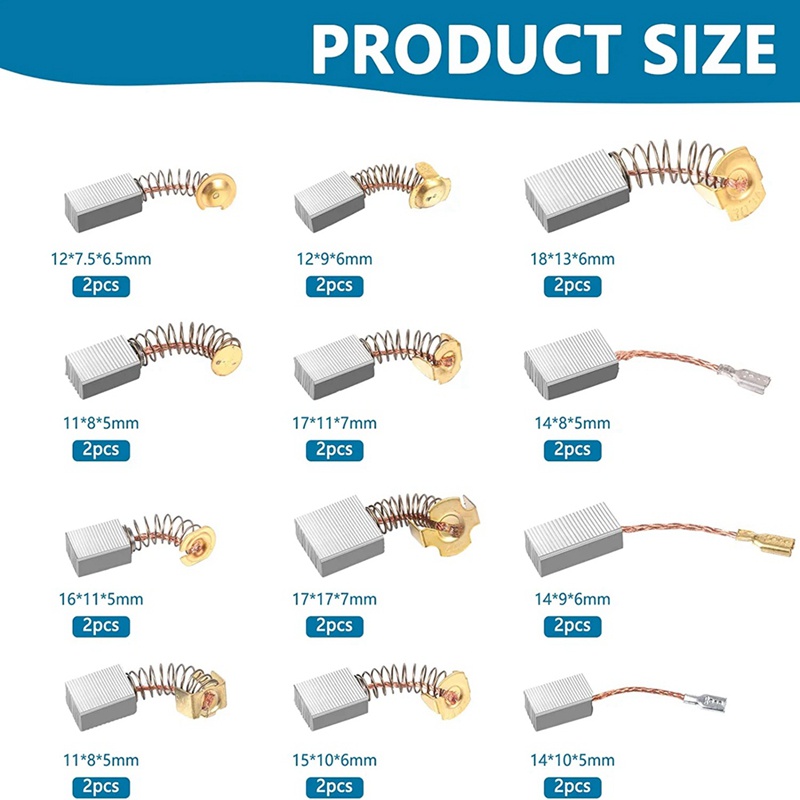 Set 24 Chổi Than Điện 12 Kích Cỡ Khác Nhau Thay Thế Cho Máy Hút Bụi