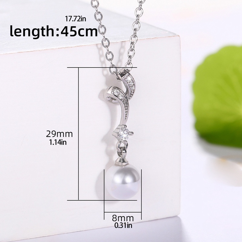 Ygt Vòng cổ Bạc Mặt Đá Zircon Ngọc Trai Trắng Dành Cho Nữ