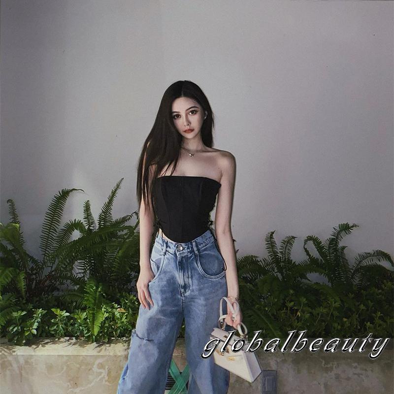 Áo Thun Không Dây Dáng Ôm Màu Trơn Thời Trang Mùa Hè Dành Cho Nữ