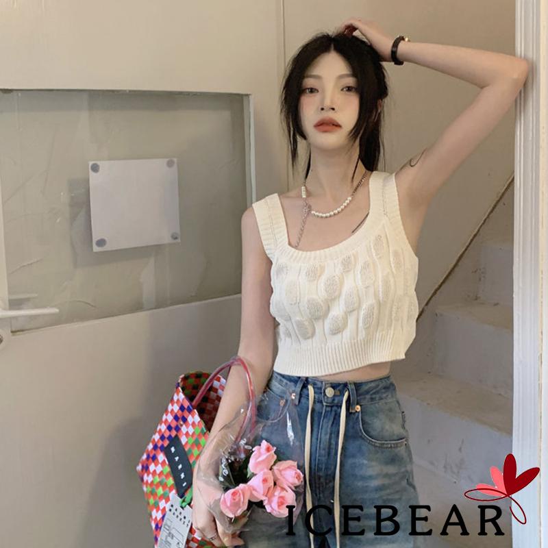 Áo Croptop Dệt Kim Hai Dây Màu Sắc Thời Trang Mùa Hè Dành Cho Nữ