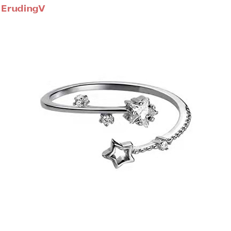 [ErudingV] Nhẫn Hở Đính Đá Zircon Ngôi Sao Lấp Lánh Có Thể Điều Chỉnh Thời Trang Đa Năng Trang Sức Cưới [Mới]