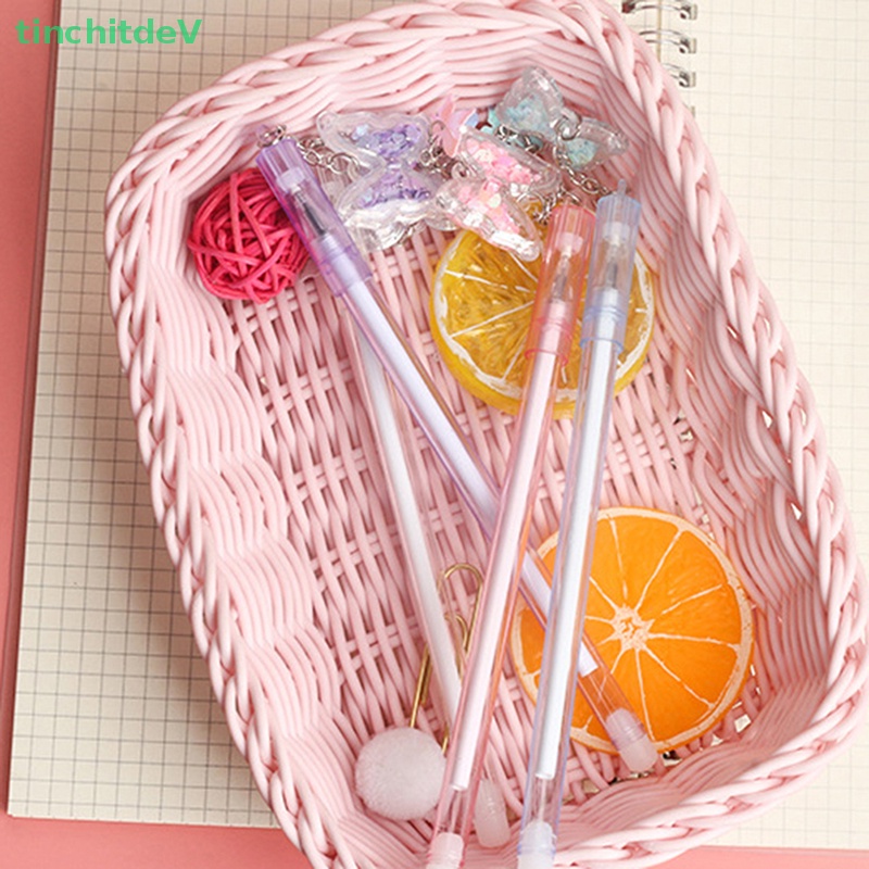 1 Bút Mực Gel Ngòi 0.5mm Đính Kim Sa Hình Bướm Sáng Tạo Màu Sắc Ngẫu Nhiên Dành Cho Học Sinh