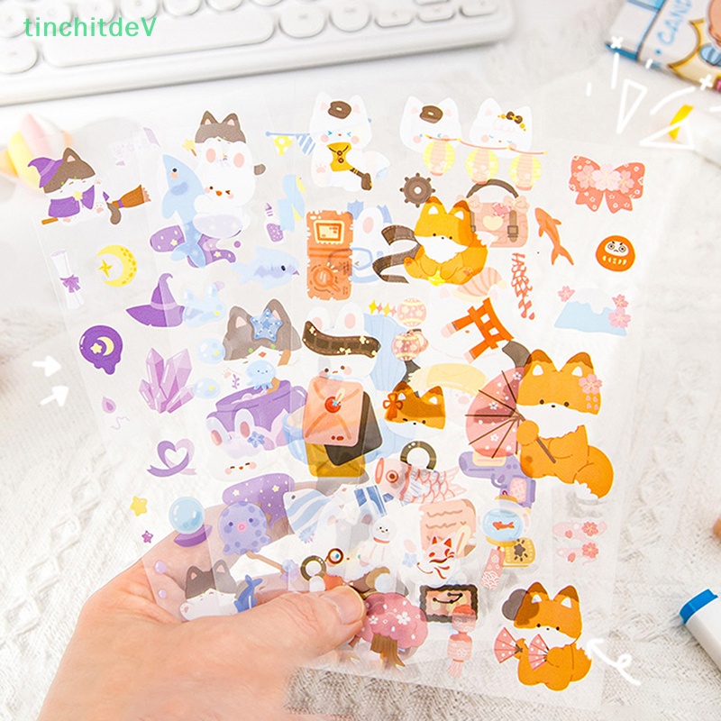 [TinchitdeV] Bộ 5 Miếng Dán PET Hình Động Vật Thỏ Gấu Đáng Yêu DIY Trang Trí Sổ Tay Nhật Ký / Quà Tặng Trường Học [Mới]