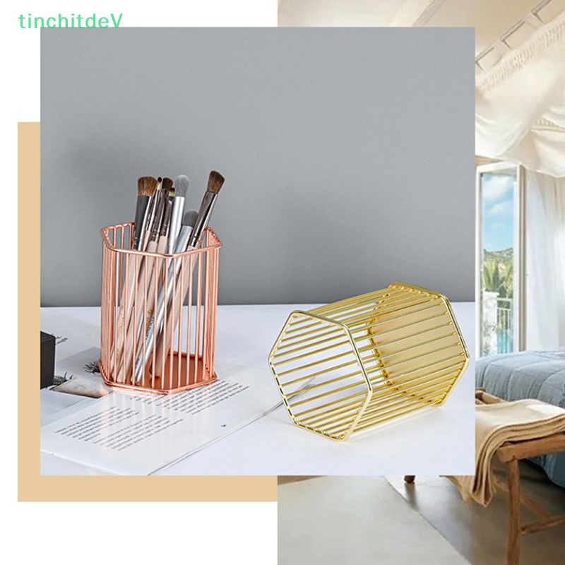 Hộp Đựng Bút Để Bàn Bằng Kim Loại Màu Vàng Hồng Sang Trọng