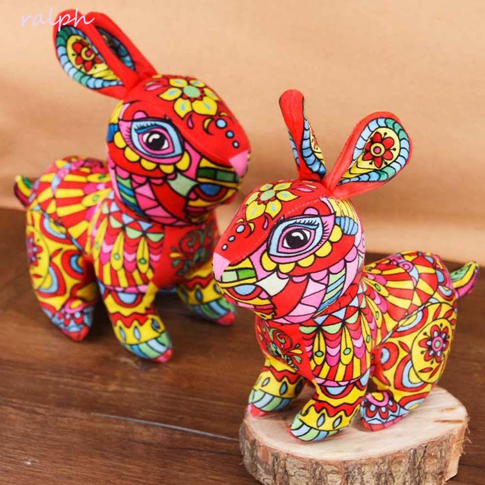 Thỏ Nhồi Bông Cotton Mềm Mại Phong Cách Trung Hoa Trang Trí Nhà Cửa