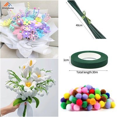 Set 100 Bông Hoa Giả Bằng Sợi Xốp Dùng Trang Trí DIY