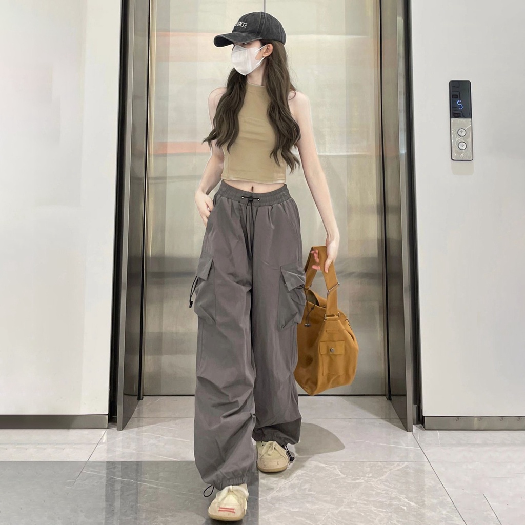 Quần Dài Thể Thao Dáng Rộng Cỡ Lớn Thời Trang Mùa Xuân Thu Hàn Quốc Giản Dị