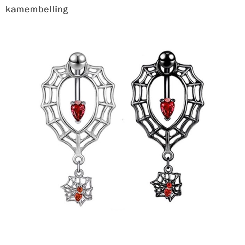 Kamembelling Khuyên Rốn Thép Không Gỉ Hình Rắn Đính Đá Zircon Đỏ Phong Cách Halloween Sáng Tạo