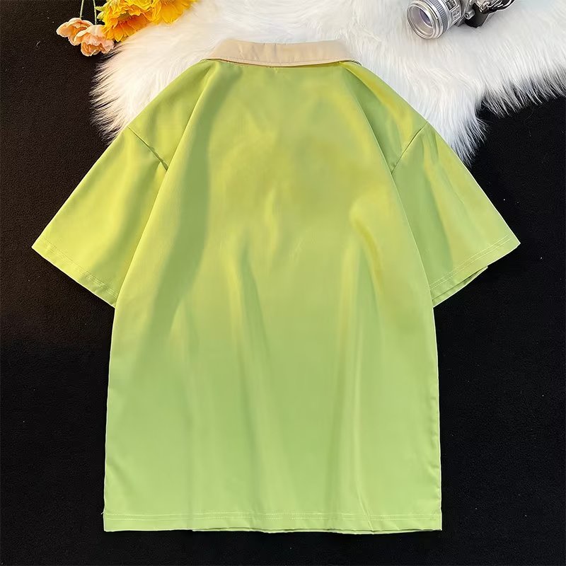 Áo Thun polo Ngắn Tay Cao Cấp Màu Sắc Tương Phản Có Khóa Kéo Thời Trang Mùa Hè Dành Cho Nam