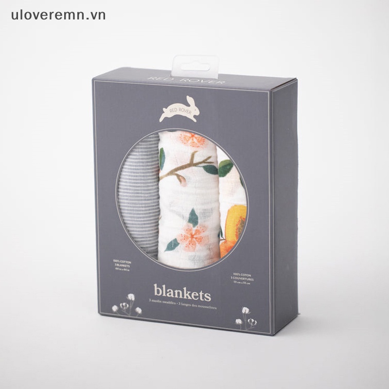 Set 3 Chăn Cotton Quấn Em Bé Sơ Sinh Phong Cách Muslin Mới