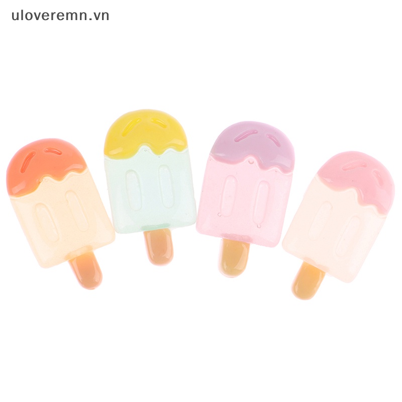 Set 2 Cây Kem Đồ Chơi Mini Bằng Resin Phát Sáng Dễ Thương Trang Trí DIY