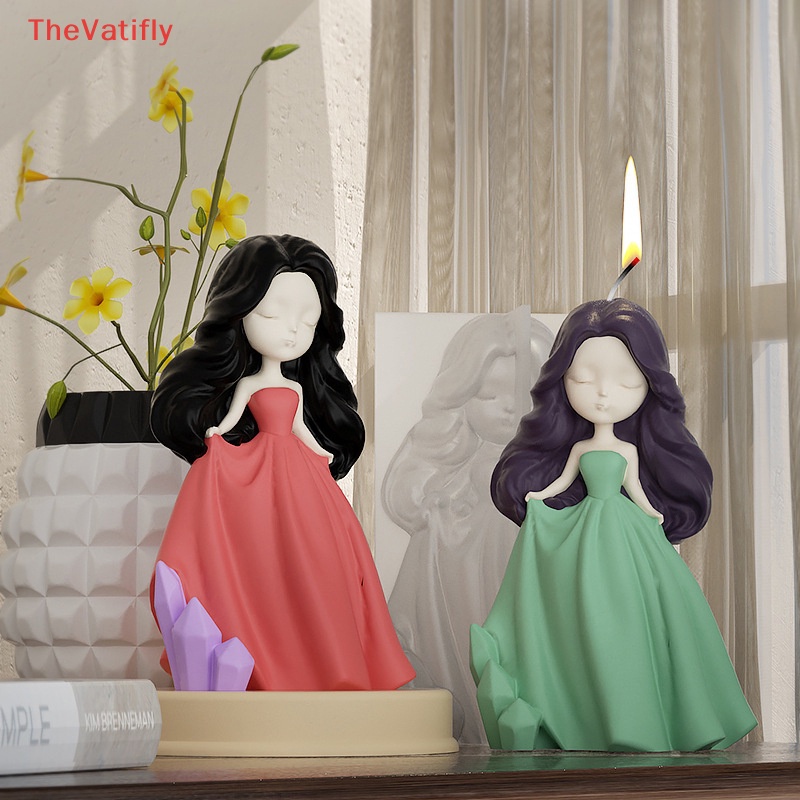 [Thevalifly] Khuôn Silicone Hình Chân Dung Công Chúa 3D Mặc Đầm Cưới Bán Chạy