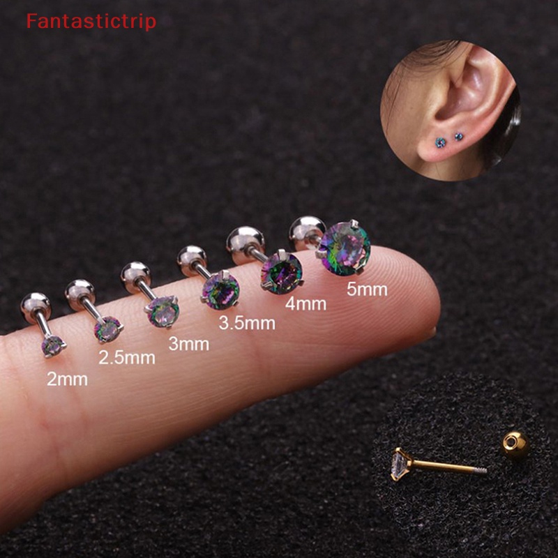 1 Khuyên Tai Xoắn Ốc Đính Đá Zircon Nhiều Màu Mới