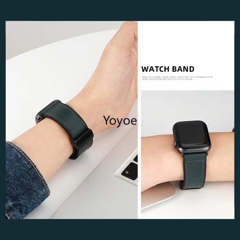 Dây Đeo Bằng Da Và Silicon Có Khóa Nam Châm Cho iWatch Series 8 Ultra SE 7 6 5 4 3 2 1 45mm 41mm 40mm 49mm 49mm 38mm