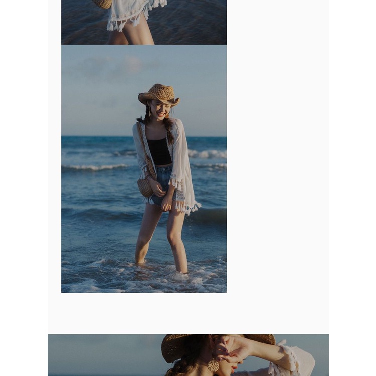 M &amp; E Áo Khoác Cardigan Mỏng Dáng Rộng Thêu Họa Tiết Dân Tộc Phong Cách Bohemian Thanh Lịch Mùa Hè