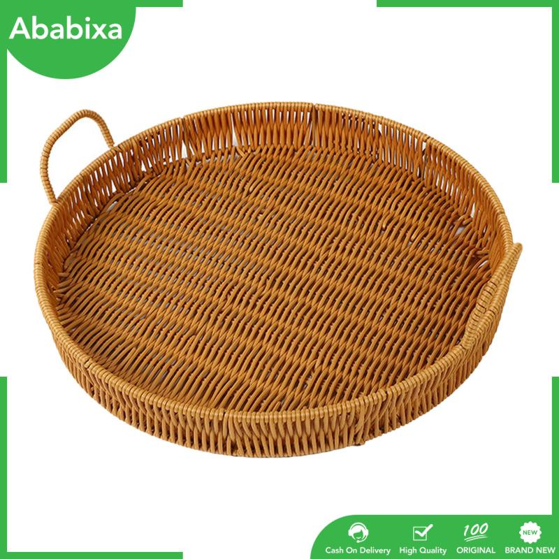 Khay Đựng Bánh Mì Bằng PP Đan Mây Có Tay Cầm Tiện Dụng Cho Nhà Bếp