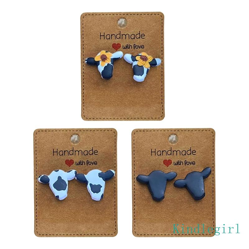 Bông Tai Hình Bò Sữa Phong Cách Punk Cá Tính