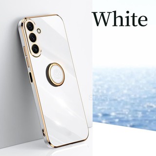 Ốp Điện Thoại Silicon Mạ Viền Kèm Giá Đỡ Nhẫn Sang Trọng Cho Samsung Galaxy A24 M14 M54 4G 5G