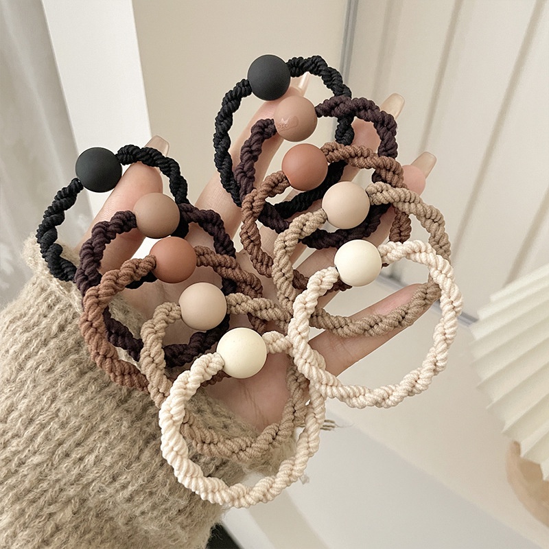 Dây Buộc Tóc Cao Su Co Giãn Màu Cà Phê Mờ Thời Trang Mùa Hè Mới Cho Nữ