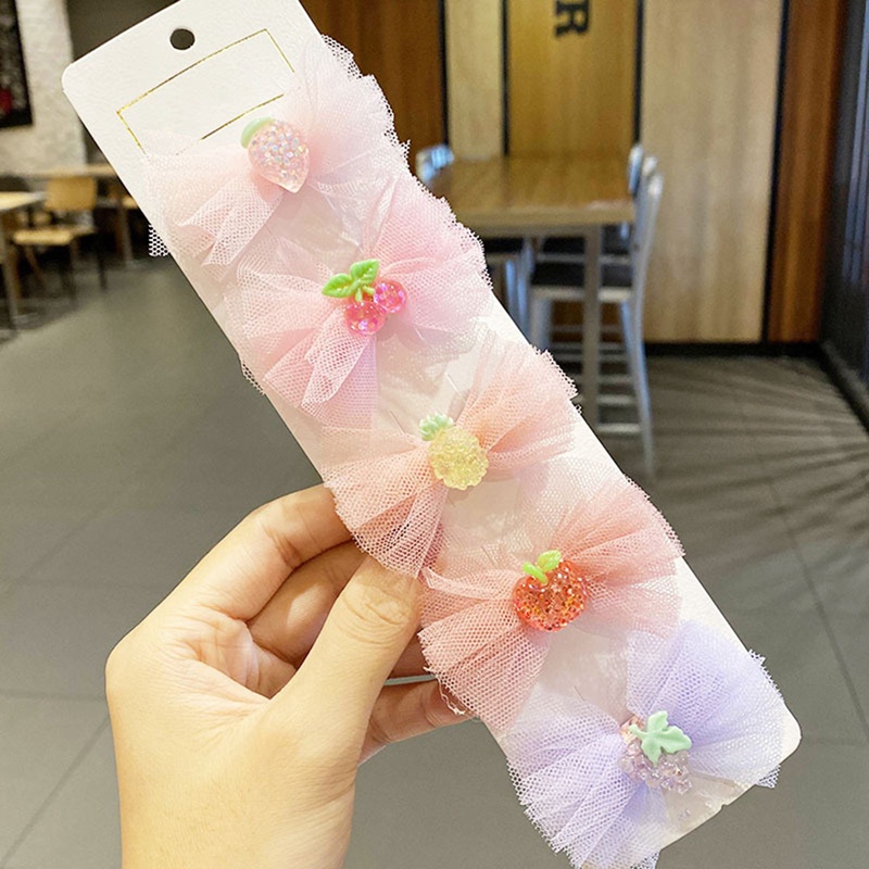 Set 5 Kẹp Tóc Hình Nơ Nhiều Màu Sắc Dễ Thương Cho Bé Gái