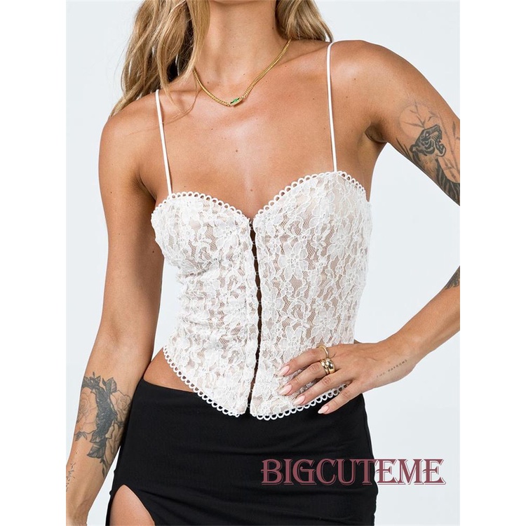 Áo Croptop Sát Nách Cài Khóa Trước In Họa Tiết Hoa Thời Trang Mùa Hè Xinh Xắn Cho Nữ