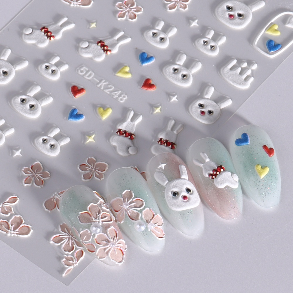 Miếng Dán Trang Trí Móng Tay Bằng Acrylic Dập Nổi Họa Tiết Hoạt Hình Dễ Thương