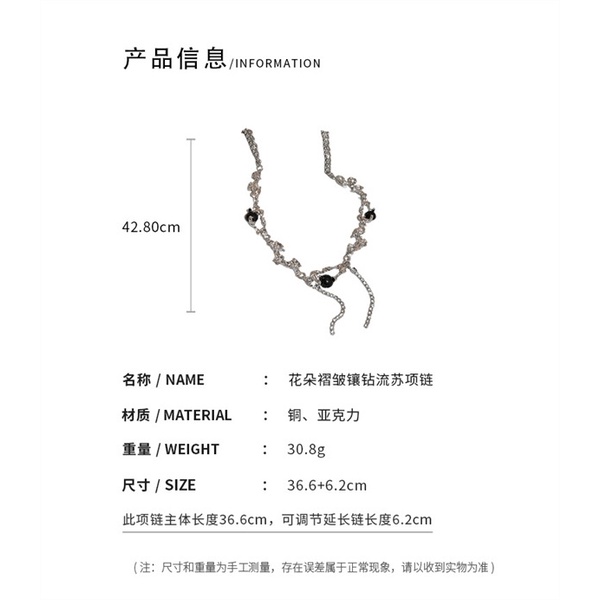 Vòng Cổ Xếp Ly Đính Kim Cương Giả Phong Cách Hàn Quốc Ngọt Ngào Cá Tính