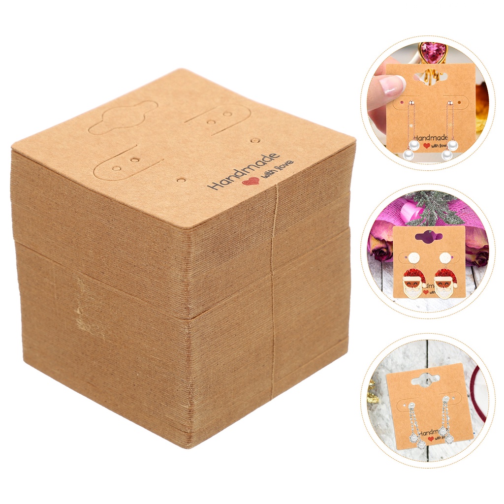 Bộ 100 Tấm Giá Đỡ Vòng Tay / Dây Chuyền Bằng Giấy Kraft Màu Trơn