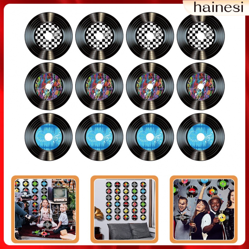 Set 12 Đĩa Vinyl Trang Trí Tường Phong Cách Vintage