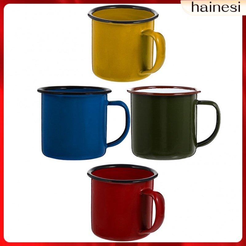 Set 4 Cốc Sứ Tráng Men Phong Cách Retro