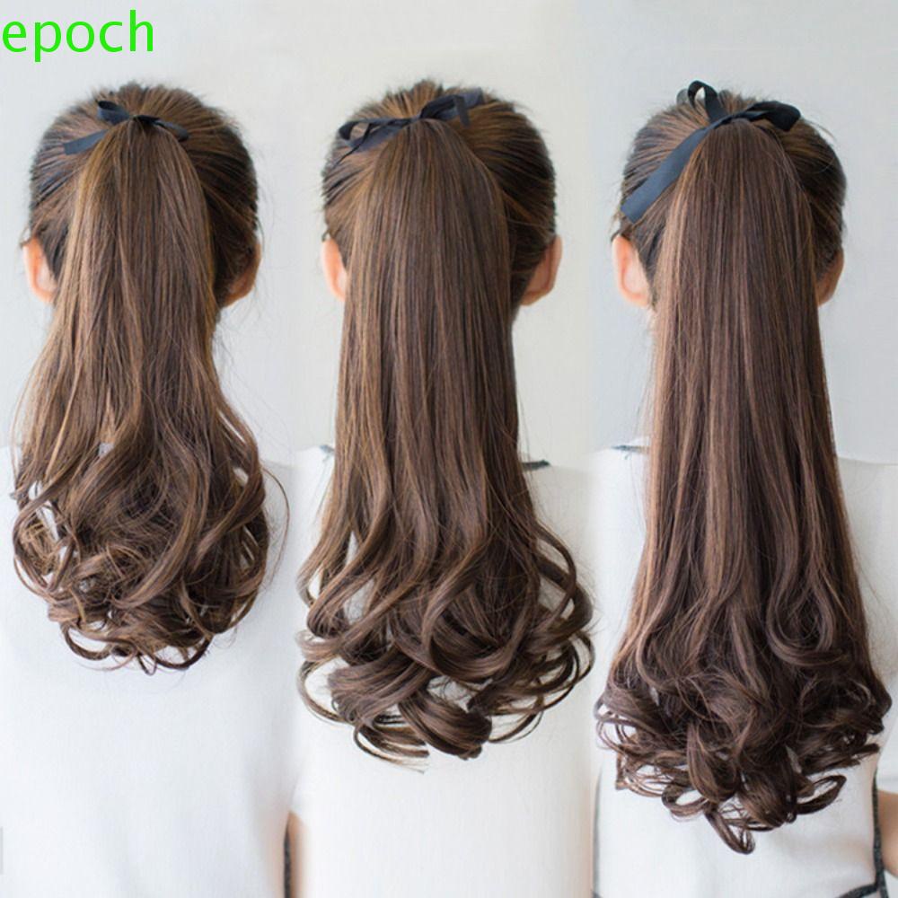 Epoch Tóc Giả Đuôi Ngựa Dài Màu Nâu Đen Mượt Mà Có Dây Rút Thời Trang Cho Nữ