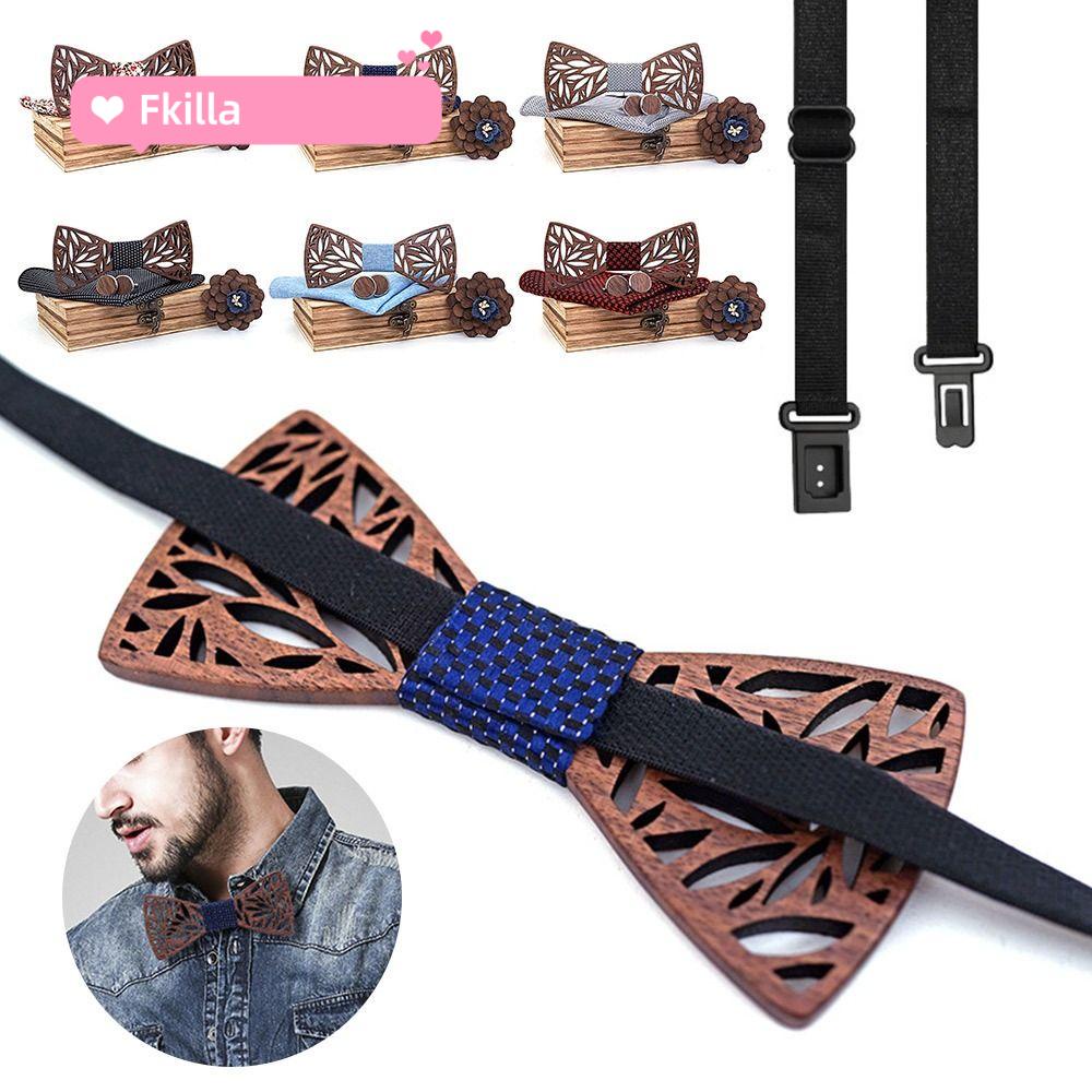 Bộ Nơ Cài Cổ Áo Bằng Gỗ 5 Cái Cho Chú Rể Hóa Trang
