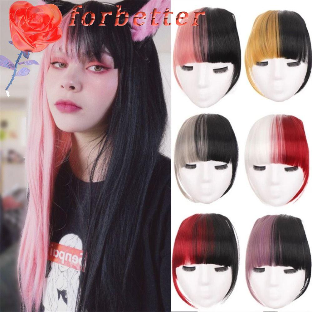 Tóc Mái Giả Thẳng Bằng Sợi Tổng Hợp Hai Màu Chịu Nhiệt Dành Cho Nữ