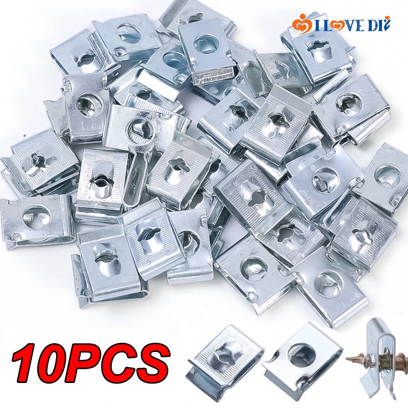 FENDER Set 10 Kẹp Chữ U Bằng Kim Loại Phụ Tùng Cho Xe Ô Tô