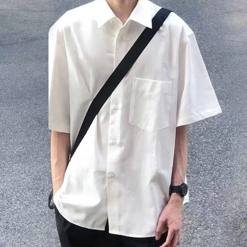 Áo Sơ Mi Ngắn Tay Màu Trơn Thời Trang Cho Nam