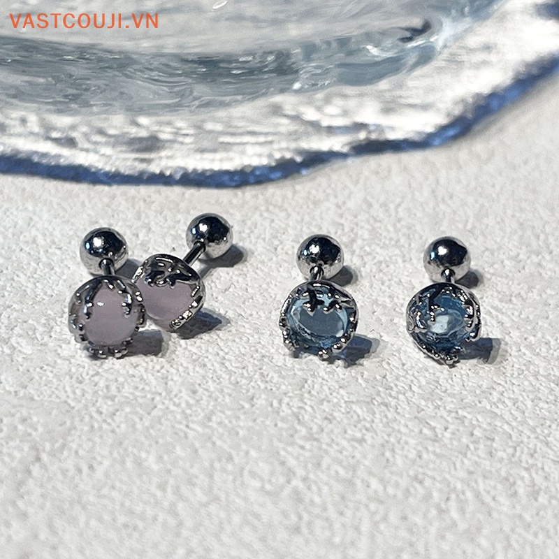 1 Đôi Khuyên Tai Nữ Đính Đá Nhiều Màu Thời Trang