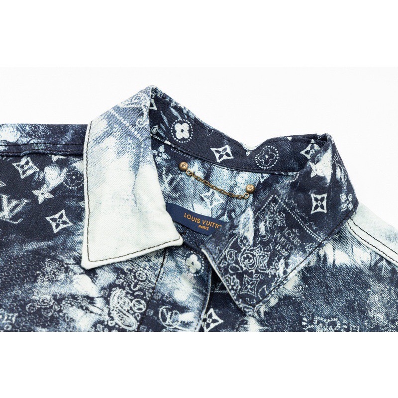 Áo Sơ Mi denim Tay Ngắn Nhuộm Màu Toàn Diện Cổ Điển Thời Trang Đường Phố Cao Cấp L88 V88-Trendy 23ss s-p Dành Cho Nam Và Nữ