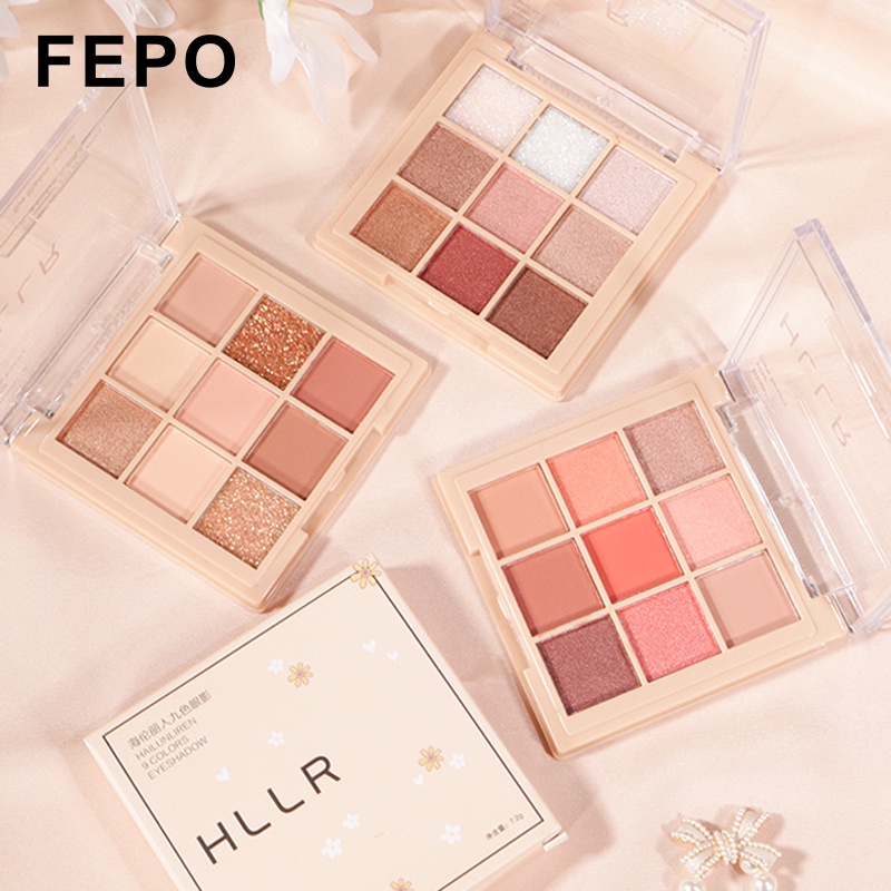 FEPO Bảng Phấn Mắt 9 Màu Sắc Tông Lì Chống Thấm Nước Lâu Trôi