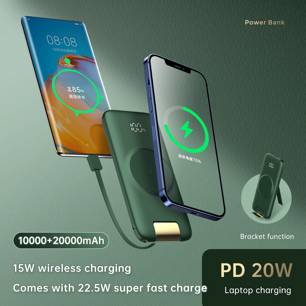 Sạc Dự Phòng 20000mAh PD 20W Sạc Nhanh Không Dây Cho iPhone 14 13 12 Pro Max